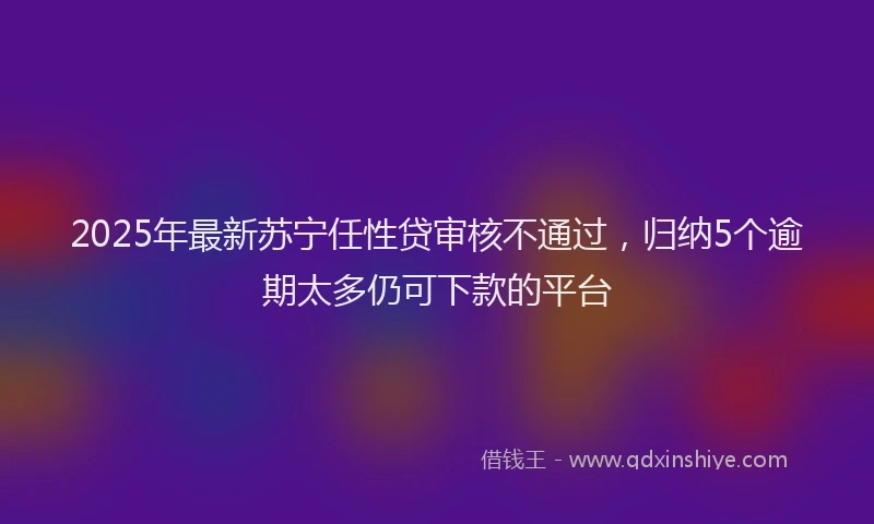 2025年最新苏宁任性贷审核不通过，归纳5个逾期太多仍可下款的平台