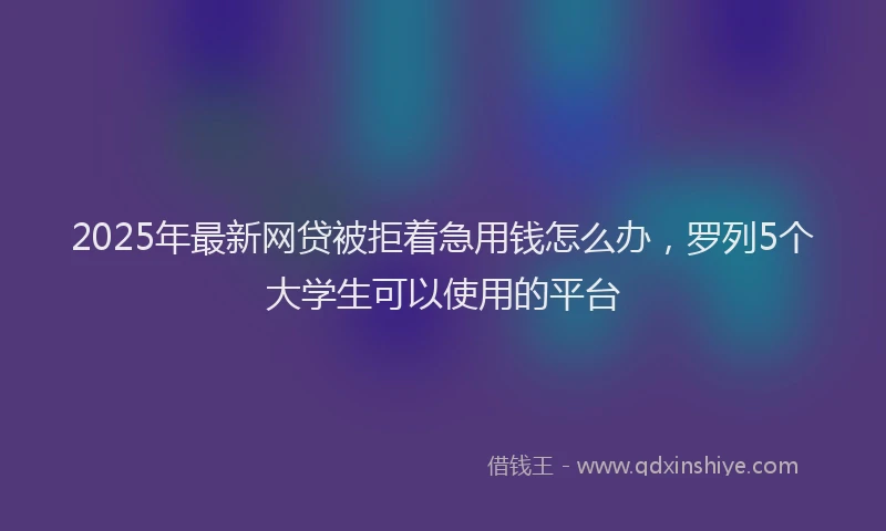 2025年最新网贷被拒着急用钱怎么办，罗列5个大学生可以使用的平台