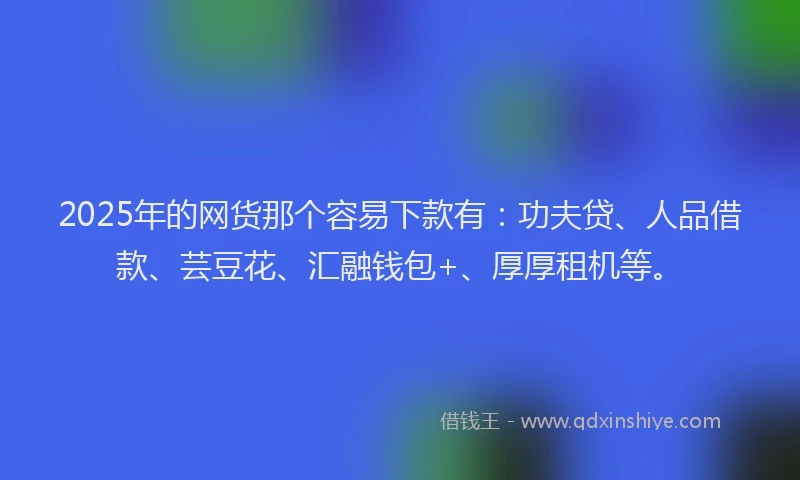 2025年的网货那个容易下款有：功夫贷、人品借款、芸豆花、汇融钱包+、厚厚租机等。