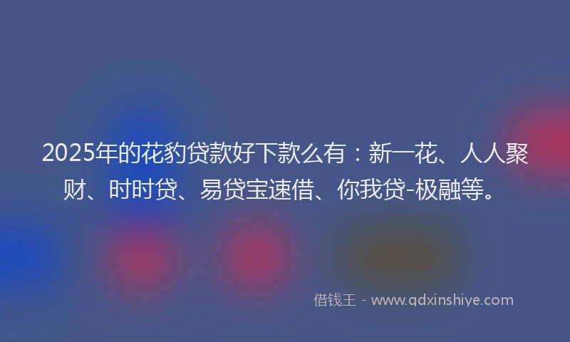 2025年的花豹贷款好下款么有：新一花、人人聚财、时时贷、易贷宝速借、你我贷-极融等。