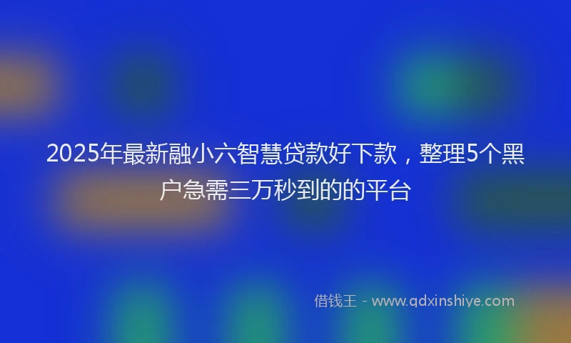 2025年最新融小六智慧贷款好下款，整理5个黑户急需三万秒到的的平台