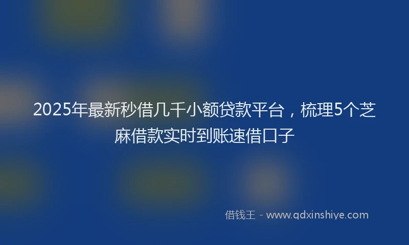 2025年最新秒借几千小额贷款平台，梳理5个芝麻借款实时到账速借口子