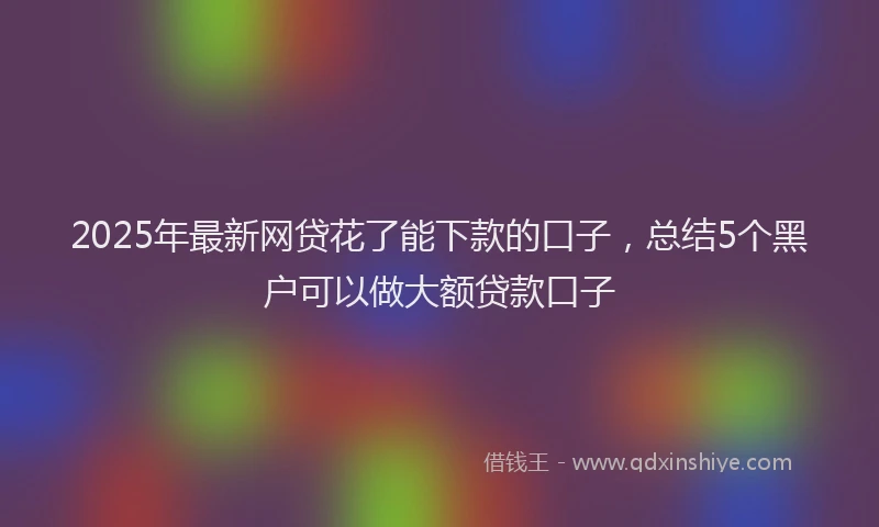 2025年最新网贷花了能下款的口子，总结5个黑户可以做大额贷款口子