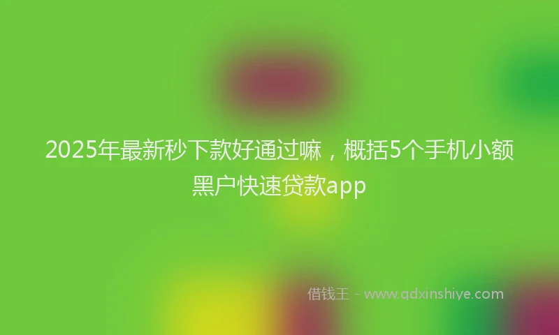 2025年最新秒下款好通过嘛，概括5个手机小额黑户快速贷款app