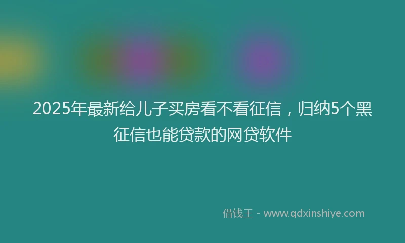 2025年最新给儿子买房看不看征信，归纳5个黑征信也能贷款的网贷软件