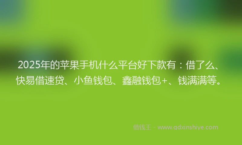 2025年的苹果手机什么平台好下款有：借了么、快易借速贷、小鱼钱包、鑫融钱包+、钱满满等。