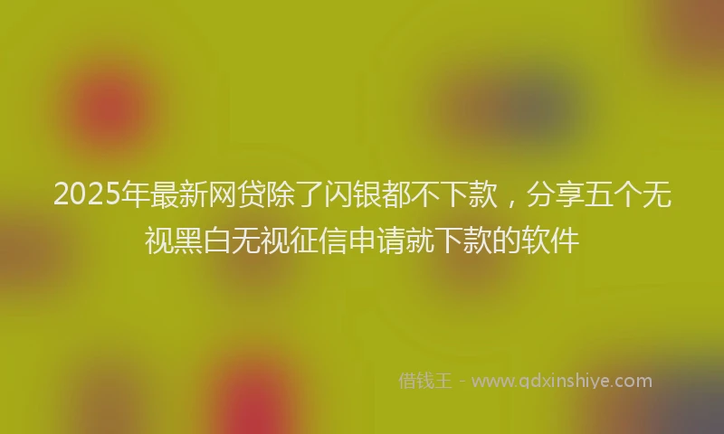2025年最新网贷除了闪银都不下款，分享五个无视黑白无视征信申请就下款的软件