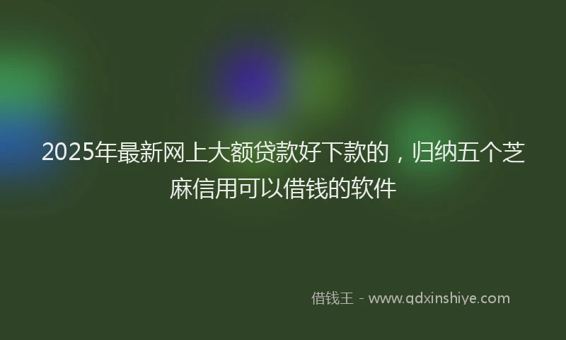 2025年最新网上大额贷款好下款的，归纳五个芝麻信用可以借钱的软件