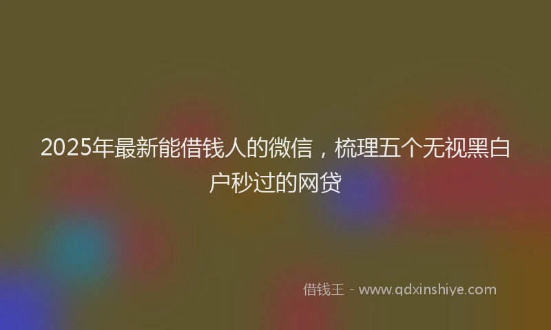 2025年最新能借钱人的微信，梳理五个无视黑白户秒过的网贷