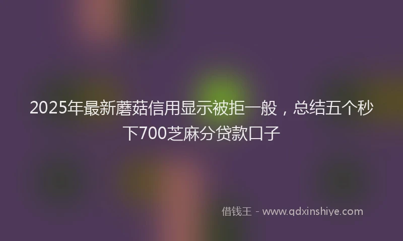 2025年最新蘑菇信用显示被拒一般，总结五个秒下700芝麻分贷款口子