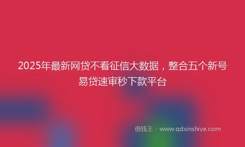 2025年最新网贷不看征信大数据，整合五个新号易贷速审秒下款平台