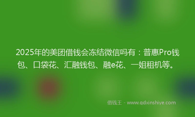 2025年的美团借钱会冻结微信吗有：普惠Pro钱包、口袋花、汇融钱包、融e花、一姐租机等。