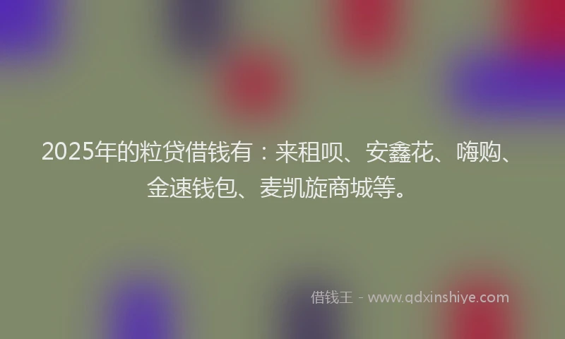 2025年的粒贷借钱有：来租呗、安鑫花、嗨购、金速钱包、麦凯旋商城等。