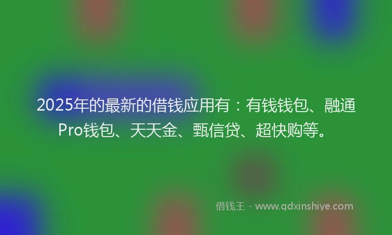 2025年的最新的借钱应用有：有钱钱包、融通Pro钱包、天天金、甄信贷、超快购等。