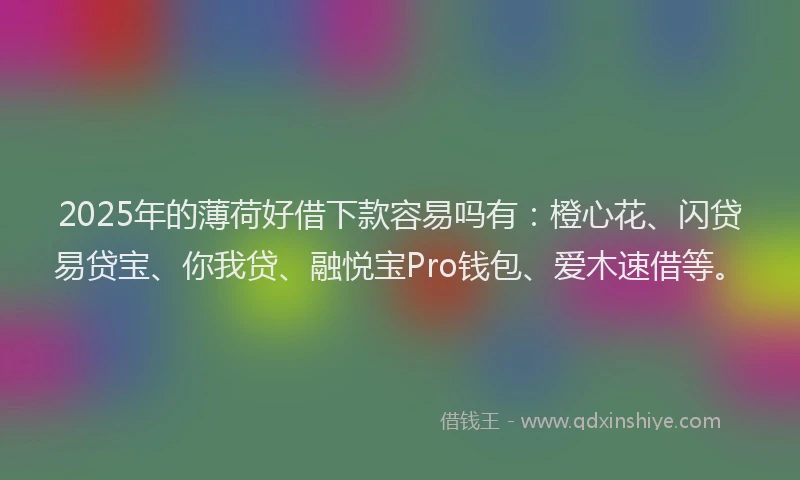 2025年的薄荷好借下款容易吗有：橙心花、闪贷易贷宝、你我贷、融悦宝Pro钱包、爱木速借等。