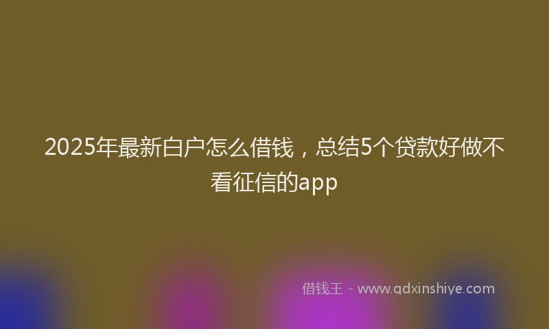 2025年最新白户怎么借钱，总结5个贷款好做不看征信的app