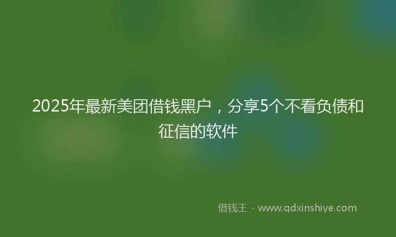 2025年最新美团借钱黑户，分享5个不看负债和征信的软件