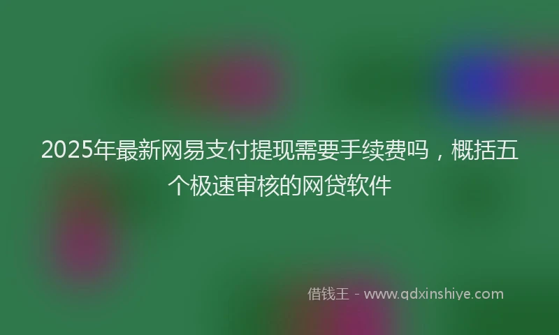 2025年最新网易支付提现需要手续费吗，概括五个极速审核的网贷软件