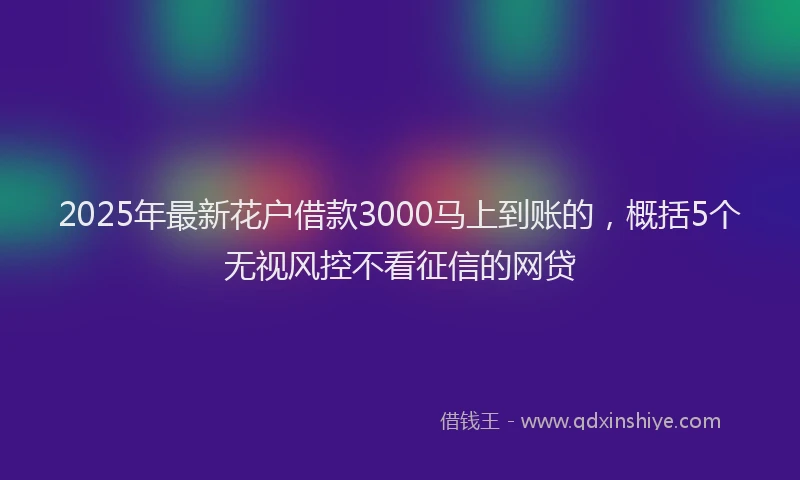 2025年最新花户借款3000马上到账的，概括5个无视风控不看征信的网贷