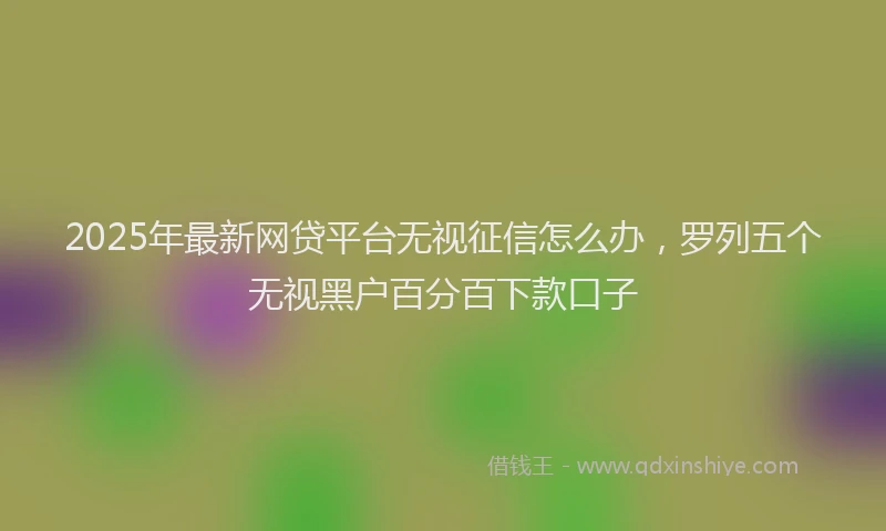2025年最新网贷平台无视征信怎么办，罗列五个无视黑户百分百下款口子