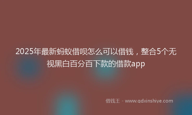 2025年最新蚂蚁借呗怎么可以借钱，整合5个无视黑白百分百下款的借款app