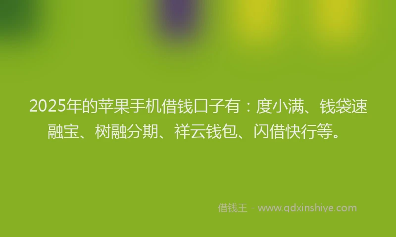2025年的苹果手机借钱口子有：度小满、钱袋速融宝、树融分期、祥云钱包、闪借快行等。