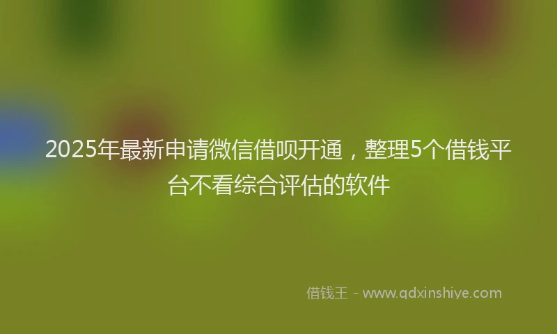 2025年最新申请微信借呗开通，整理5个借钱平台不看综合评估的软件