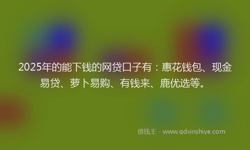 2025年的能下钱的网贷口子有：惠花钱包、现金易贷、萝卜易购、有钱来、鹿优选等。