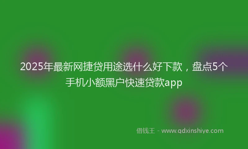 2025年最新网捷贷用途选什么好下款，盘点5个手机小额黑户快速贷款app
