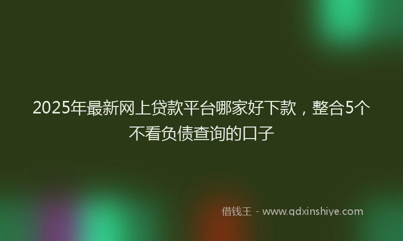 2025年最新网上贷款平台哪家好下款，整合5个不看负债查询的口子