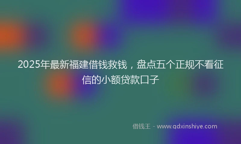 2025年最新福建借钱救钱，盘点五个正规不看征信的小额贷款口子