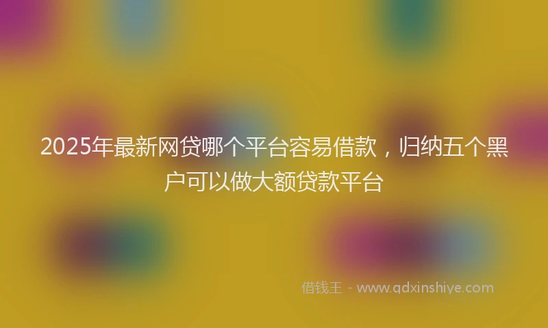 2025年最新网贷哪个平台容易借款，归纳五个黑户可以做大额贷款平台