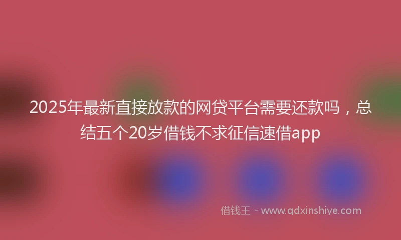 2025年最新直接放款的网贷平台需要还款吗，总结五个20岁借钱不求征信速借app