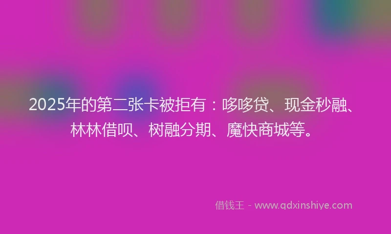 2025年的第二张卡被拒有：哆哆贷、现金秒融、林林借呗、树融分期、魔快商城等。