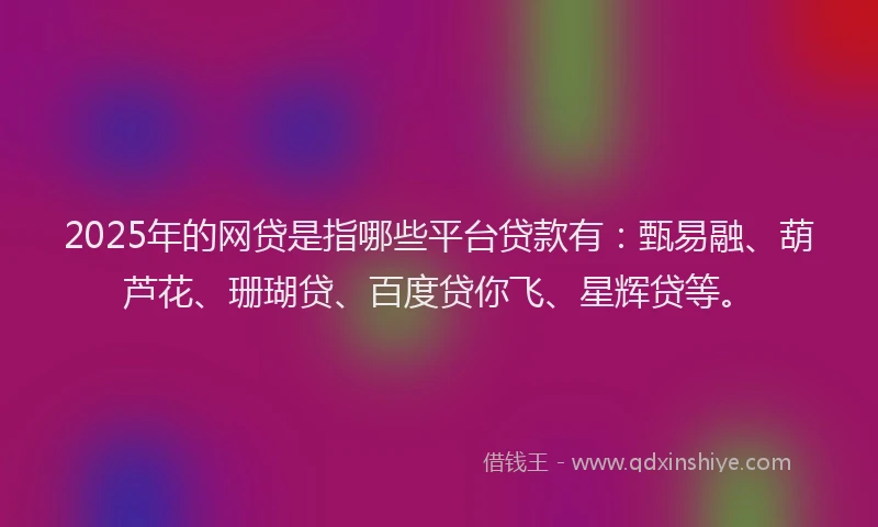 2025年的网贷是指哪些平台贷款有：甄易融、葫芦花、珊瑚贷、百度贷你飞、星辉贷等。