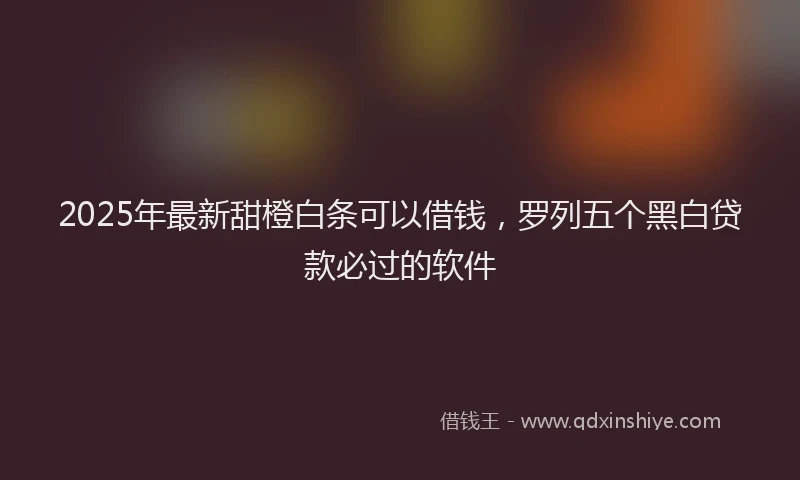 2025年最新甜橙白条可以借钱，罗列五个黑白贷款必过的软件