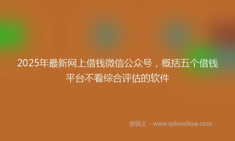 2025年最新网上借钱微信公众号，概括五个借钱平台不看综合评估的软件