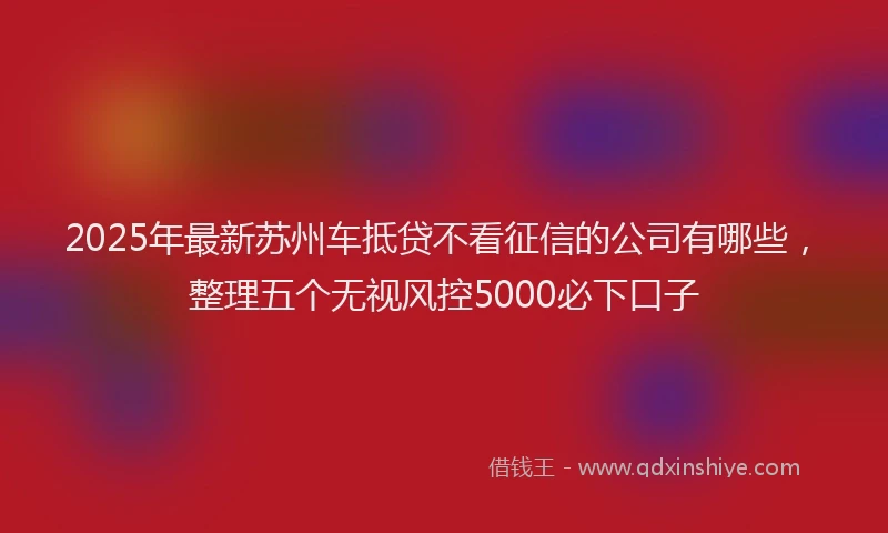 2025年最新苏州车抵贷不看征信的公司有哪些，整理五个无视风控5000必下口子