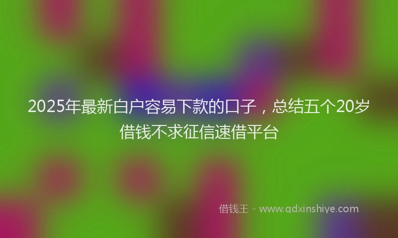 2025年最新白户容易下款的口子，总结五个20岁借钱不求征信速借平台