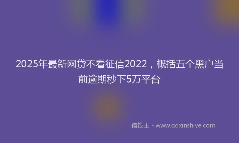 2025年最新网贷不看征信2022，概括五个黑户当前逾期秒下5万平台
