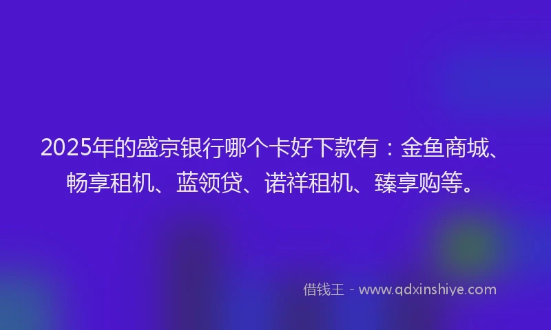 2025年的盛京银行哪个卡好下款有：金鱼商城、畅享租机、蓝领贷、诺祥租机、臻享购等。