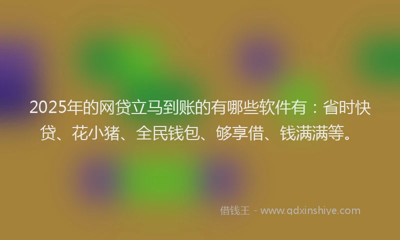 2025年的网贷立马到账的有哪些软件有：省时快贷、花小猪、全民钱包、够享借、钱满满等。