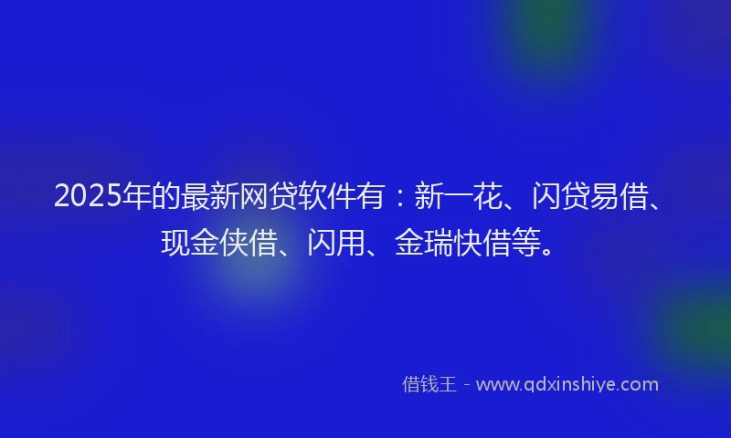 2025年的最新网贷软件有：新一花、闪贷易借、现金侠借、闪用、金瑞快借等。