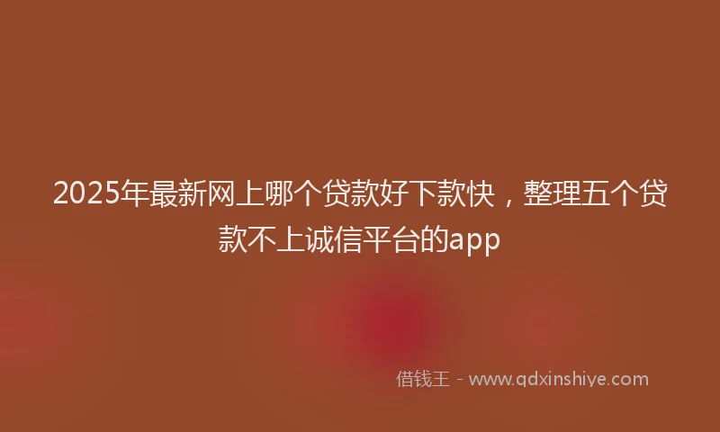 2025年最新网上哪个贷款好下款快，整理五个贷款不上诚信平台的app