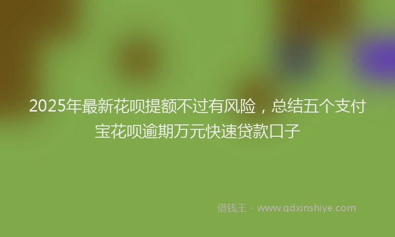 2025年最新花呗提额不过有风险，总结五个支付宝花呗逾期万元快速贷款口子
