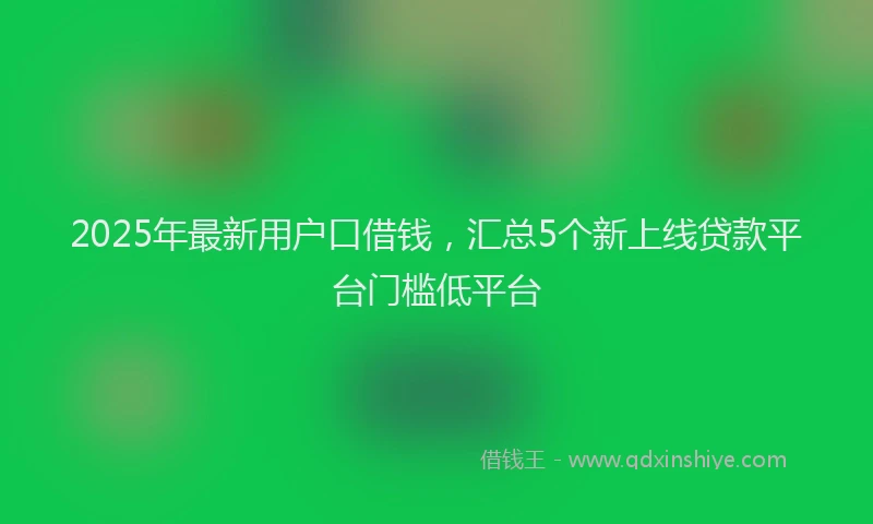 2025年最新用户口借钱，汇总5个新上线贷款平台门槛低平台