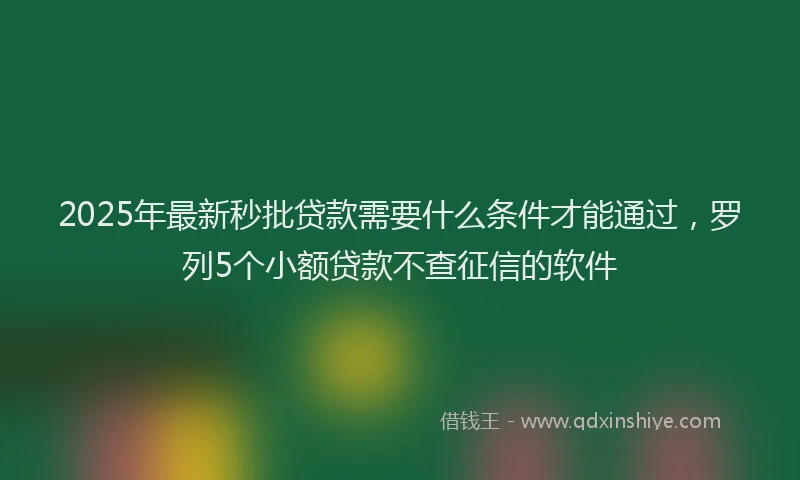 2025年最新秒批贷款需要什么条件才能通过，罗列5个小额贷款不查征信的软件