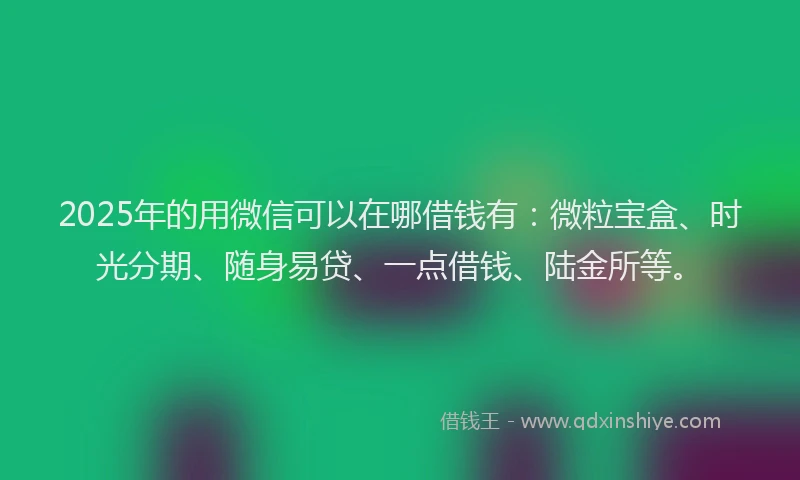 2025年的用微信可以在哪借钱有：微粒宝盒、时光分期、随身易贷、一点借钱、陆金所等。