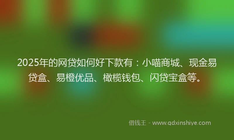 2025年的网贷如何好下款有：小喵商城、现金易贷盒、易橙优品、橄榄钱包、闪贷宝盒等。