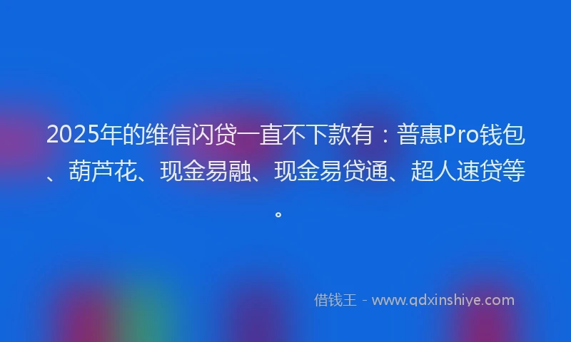 2025年的维信闪贷一直不下款有：普惠Pro钱包、葫芦花、现金易融、现金易贷通、超人速贷等。
